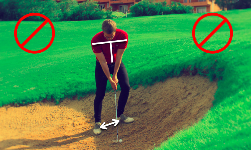 How not to setup for an uphill bunker shot